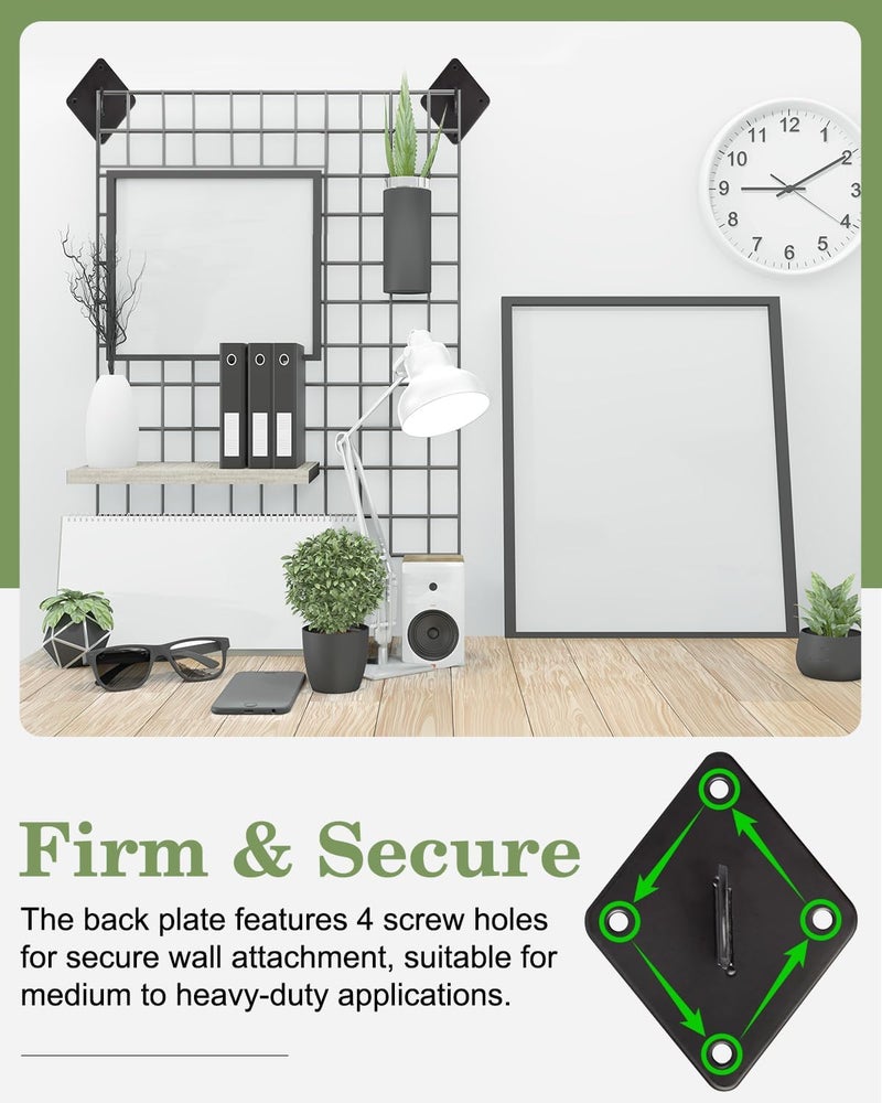 Alffun Gridwall Mount Brackets Black, 12 Pcs Grid Wall Accessory for Wall Grid Panels, Perfect for Clothing Stores, Retail Displays, Home, Wall Organization - Image 5